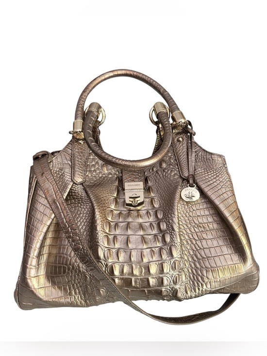Brahmin Handbags - Brahmin Elisa Large Satchel – Gold Croc Embossed Leather | Gold Hardware |